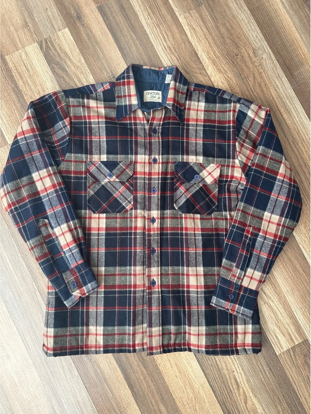 Vintage Oakton Ltd Plaid Flannel Shirt Jacket M Quilted Lined Shacket Korea